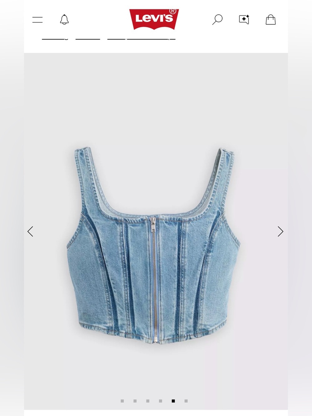 NWT Levi's Light Blue Denim Zip-Front Crop Top